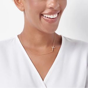 Diamonique Delicate Cross Necklace, Sterling Silver